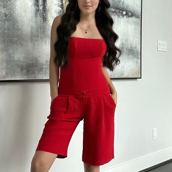 Rowen Rose Bustier Mini Jumpsuit Size 36 New - Picture 1 of 8